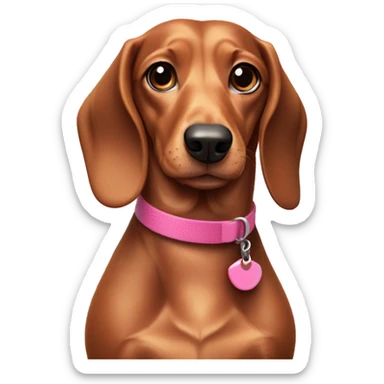 Sausage dog with pink collar and hazel eyes sticker