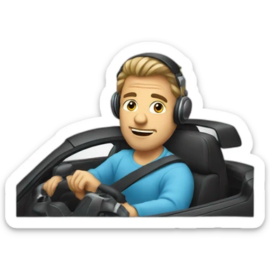 a man driving a car and listening to music sticker