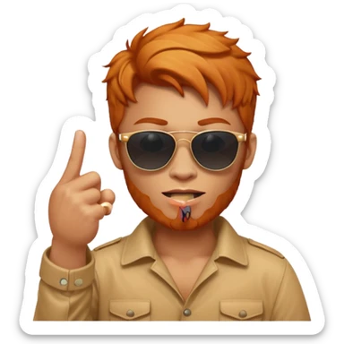 Emoji with sunglasses giving middle ginger sticker