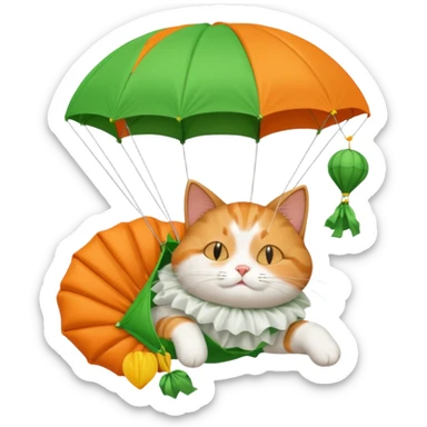 sleepy cat with green parachute sticker