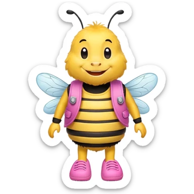bee with a vest on and wearing pink crocs sticker