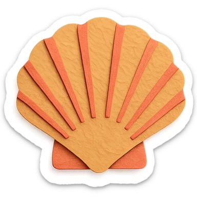scallop shell, textured paper details, gentle shadows sticker