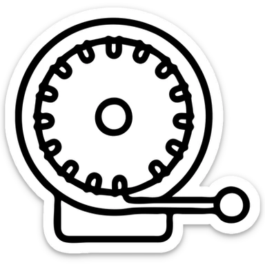 minimal circular weaving machine, monochrome, top-down view sticker