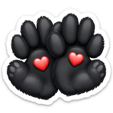 two black puppy paws with a black heart around them sticker