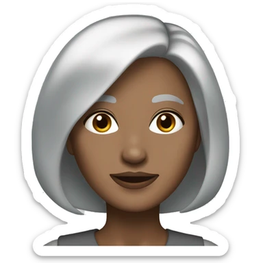 Grey haired lady w medium length bob, brown eyes, white skin sticker
