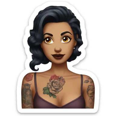Pinupx dark hair and tattoos sticker