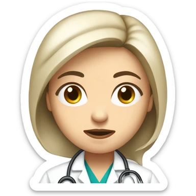 White woman doctor looking confused sticker