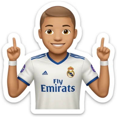 Fait moi un emojis de mbappe avec le maillots du real sticker