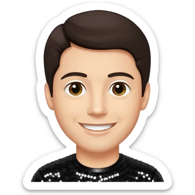 Colin Brittain from Linkin Park with dark brown hair, light skin, black sequin outfit sticker