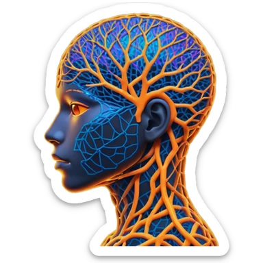 human silhouette with a neural network pattern inside the head sticker