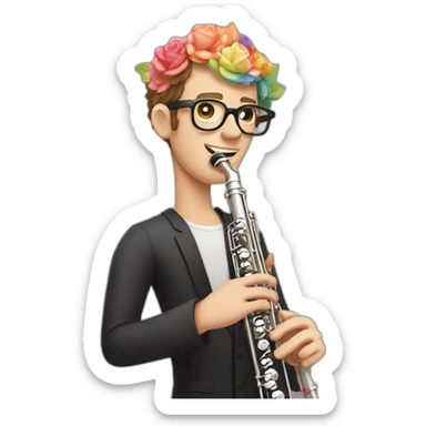 Jonathan Toews wearing glasses as a rainbow musical flute instrument in a symphony with pastel roses sticker