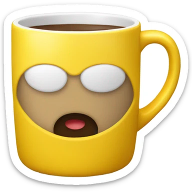 Coffee mug yellow sticker