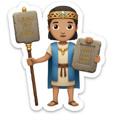 Ten commandments tablets and staff simplify sticker