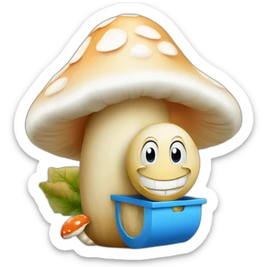 Un Schtroumpf à côté de sa maison champignon sticker