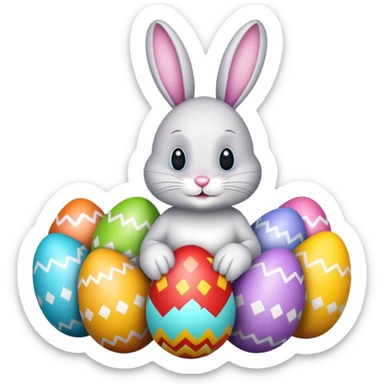 Easter eggs with Easter bunny sticker