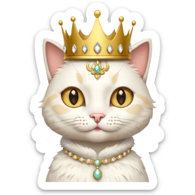 Cat with tiny gold jeweled crown — cute and smug sticker