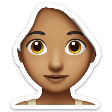 a half indian half english girl with freckles over her nose and cheeks she also has brown eyes and thick straight brown hair sticker