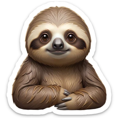 Cinematic Noble Sloth Portrait Emoji, Poised and serene, with a leisurely, gentle build and calm, wise eyes adorned with soft, textured fur, Simplified yet sharp and sophisticated features, highly detailed, glowing with a soft, tranquil glow, high shine, intelligent and unhurried, stylized with an air of relaxed authority, focused and composed, soft glowing outline, capturing the essence of a watchful and confident guardian that appears ready to slowly emerge from the screen with effortless grace! sticker