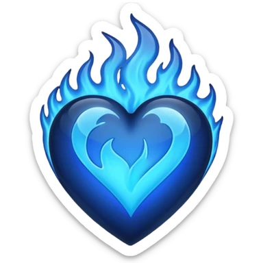 Black heart with blue flems sticker