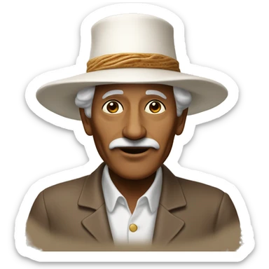 God ussop; 80 years old ;proud;brown man with bread; very long nose; long white hat sticker