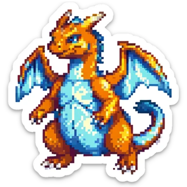 pixel art Charizard, shiny version sticker