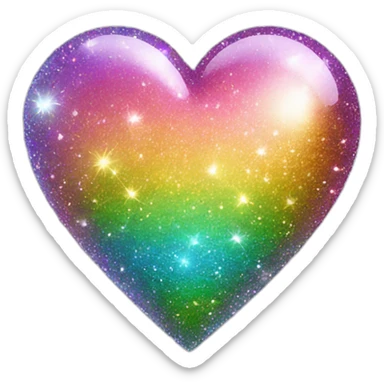 sparkly glittery shiny heart rainbow sticker
