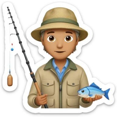 man casting a fishing rod sticker
