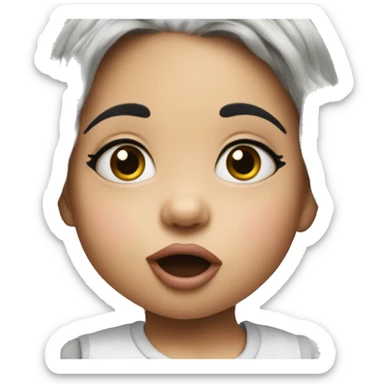 realistic baby with black hair blowing kisses sticker