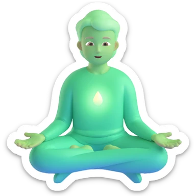 person surrounded by a soft green aura, gentle and peaceful sticker