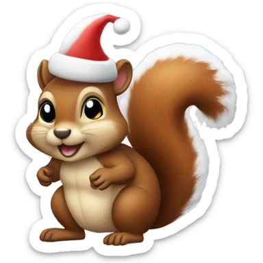 Squirrel Santa holiday lights sticker