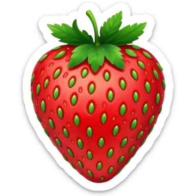 one strawberry 🍓 and red kiss 💋 fashioned stylish little emoji for “slay” reaction. subject. less details. lips with pattern of strawberry with leaf on top  sticker