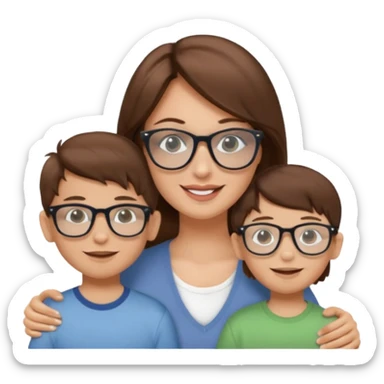A happy woman with brown hair and a child boy, both wearing Ray-Ban glasses sticker