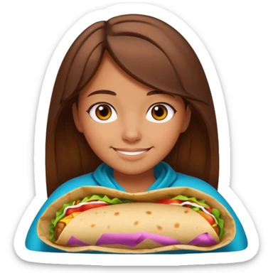 Girl with brown hair "resting burrito face" sticker