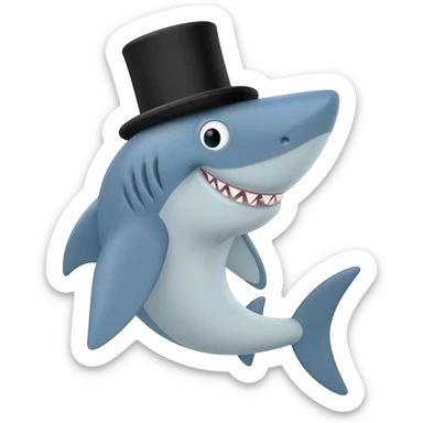 Shark with a top hat sticker