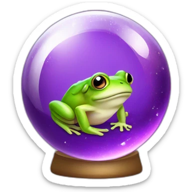 frog inside a purple crystal ball sticker