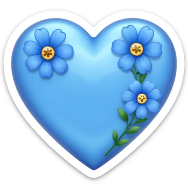 Blue heart with blue flowers sticker