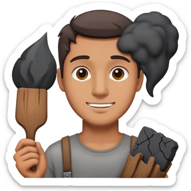 Man holding charcoal  sticker