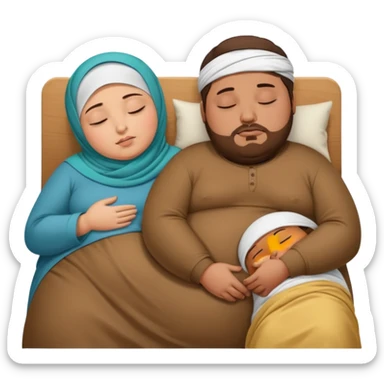 Obese brown man sleeping next to skinny hijabi sticker