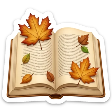 beige autumn open book with leaves on it sticker