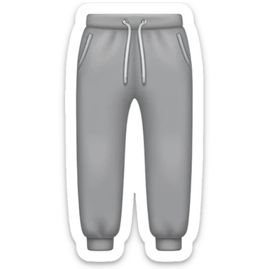 A realistic simple grey sweatpants icon, no person, isolated on transparent background, flat emoji style sticker