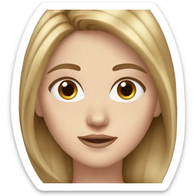 white girl with dark blonde, almost brown hair, blue eyes, slightly wavy hair sticker