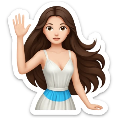 Beautiful brunette lady sexy with raised hand long hair sticker