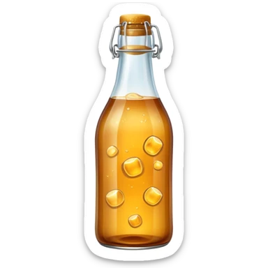 amber fizzy kombucha in glass bottle sticker