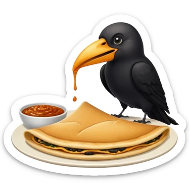 Crow eating dosa sticker