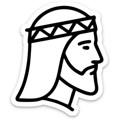 Jesus head from side view, minimalist icon, simple lines sticker