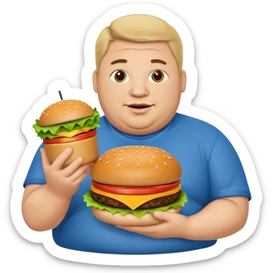 fat guy holding burger sticker