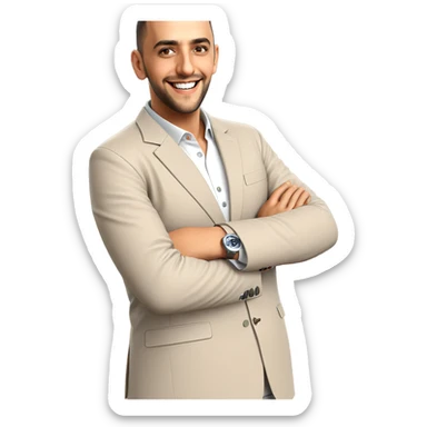 smiling man in white shirt sticker