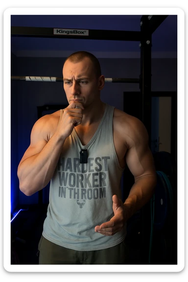 Uomo che si allena e sta cercando di capire quanta intensità mettere sticker