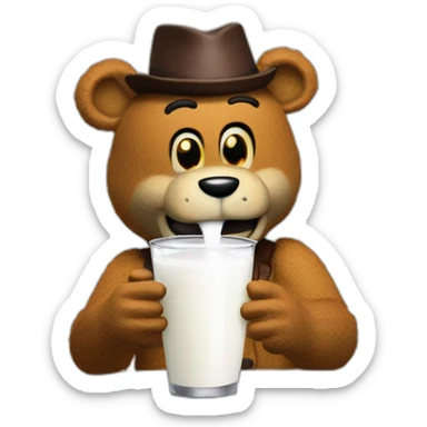 Freddy fazbear animatronic drinking milk sticker