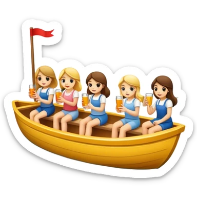 8 girls on a peddle boat drinking sticker